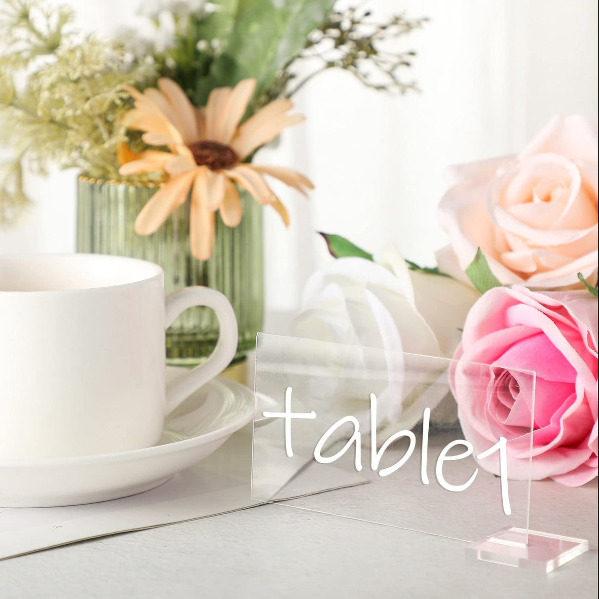 48 Clear Acrylic Place Cards Mini Clear Acrylic Table Place Card Acrylic Signs for Wedding Blank Plate Seating Chart Card for Table Numbers Sublimation Handwritten Name DIY Decor(Rectangle Style) Yalikop