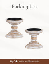 Inweder Wood Pillar Candle Holder: 2Pcs Rustic White Candle Holders for Pillar Candles Wood Candle Holders Distressed Wooden Farmhouse Candle Holder Large Rustic Candle Holder for Fireplace Table Inweder