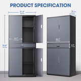 DNA MOTORING Metal Storage Cabinet, 71'' Rolling Garage Cabinet with 1 Drawer and Adjustable Shelves, Lockable Cabinet Heavy Duty Utility Cabinet for Garage,Office,Home,Gray Black, TOOLS-00629-GY-BK DNA MOTORING