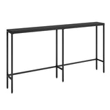 SONGXIN 63" Console Table,Modern Narrow Long Sofa Table Behind Couch,Skinny Entry Table with Black Metal Frame for Living Room, Hallway,Classic Black SONGXIN