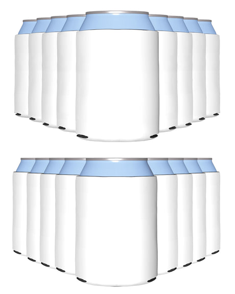 PartyPrints 25 Pack White Blank Can Cooler Sleeves, Customizable Bulk Sublimation Insulated Foam for Beer, Collapsible Plain Drink Holder, Cold Soda Insulator, 12oz Regular, 16oz Tall Cans PartyPrints
