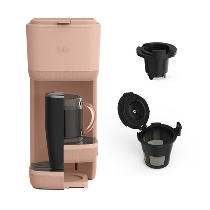 BELLA Single Serve Coffee Maker, K Cup & Coffee Ground Compatible with Removable, Adjustable Drip Tray, Auto Shutoff & Reusable Dishwasher Safe Accessories, Brews 6oz to 14oz, 1000 Watt, Blossom