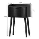 LAATOOREE Nightstand Set of 2, Small Bed Side Table with Fluted Door, End Table with Solid Wood Legs, Mid-Century Bedside Table for Bedroom Small Space LAATOOREE