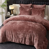 Ivellow Crushed Velvet Comforter Set King, Lightweight Comforter Set, 5pcs Ultra Soft Breathable Pink Comforter Set, Luxury Cozy Flannel Comforter King Size (1 Comforter,2 Pillow Shams, 2 Euro Shams) Ivellow