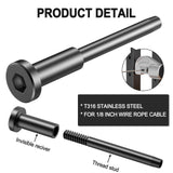 BLIKA 60 Pack 1/8" Black Stainless Steel Invisible Receiver and Swage Stud End for Cable Railing, Deck Stair Threaded End Fitting for Wood & Metal Post, Black Cable Railing Hardware BLIKA