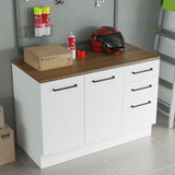 Madesa Heavy-Duty Garage and Utility Room Base Storage Cabinet with 2 Doors and 3 Drawers Storage Shelves 47 Inch Wooden Organization Unit - White Madesa
