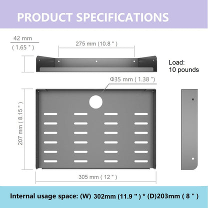 JINGCHENGMEI 2 Pcs of Metal Floating Shelf Modern Wall Mounted Storage Rack 12"*8" Deep Display Shelf in Living Room, Bedroom,Bathroom, Kitchen,Garage or Office (12 inches 2 Pcs)