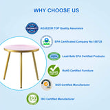 AOJEZOR Night Stands,Small Nightstand Bed Side Table for Kids Room,End Tables Round Nightstand for Bedroom,Pink Metal Tray End Table with Gold Legs Base AOJEZOR