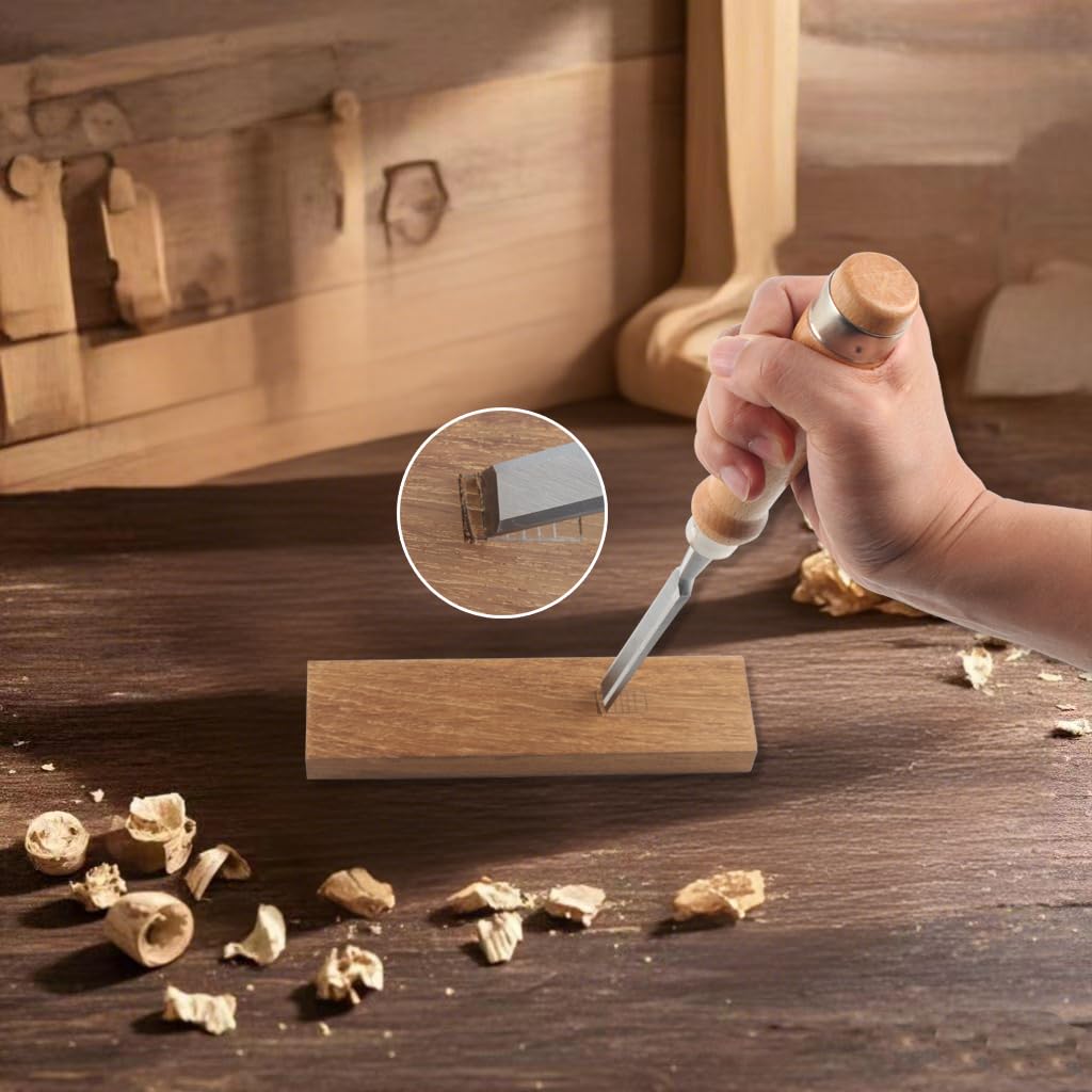 HODYANN 8 Pieces Wood Chisel Tool Sets, 11.4in Woodworking Carving Chisel Kit with Honing Guide, Sharpening Stone and Wooden Case HODYANN