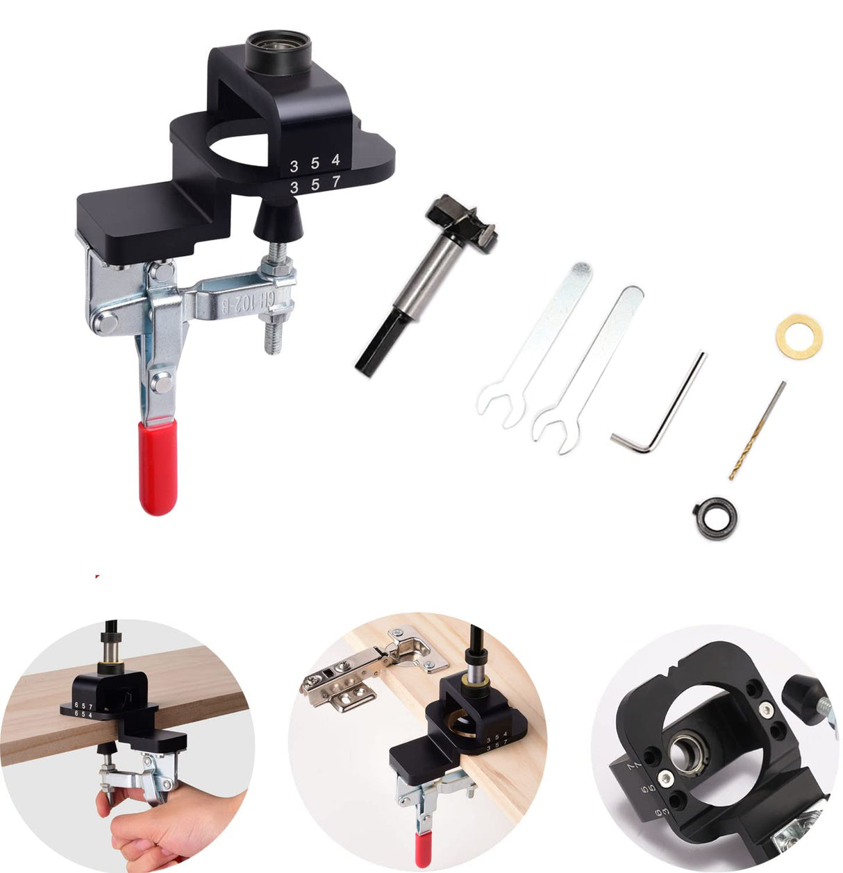 Upgraded 35mm Concealed Hinge Jig Kit Drill Guide Boring jig for Door Cabinets Hinges Mounting WoodArtSupply