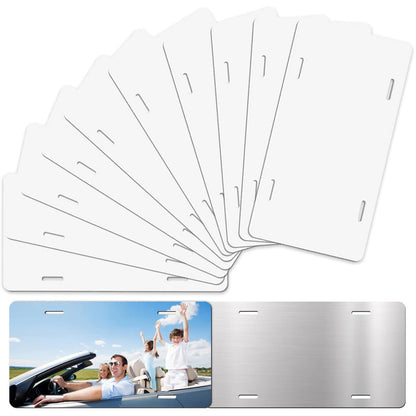 Deekypol 10 Pack Sublimation License Plate Blanks, 0.65mm Sublimation Blank License Plate - Heat Thermal Transfer DIY Metal License Plates Blank for Personalized Design (White)