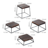 MyGift 6 Inch Square Burnt Brown Solid Wood and Matte Black Metal Wire Cupcake Dessert Risers, Tabletop Pizza Food Serving Stands for Home Retail Event, 4 Piece Set MyGift