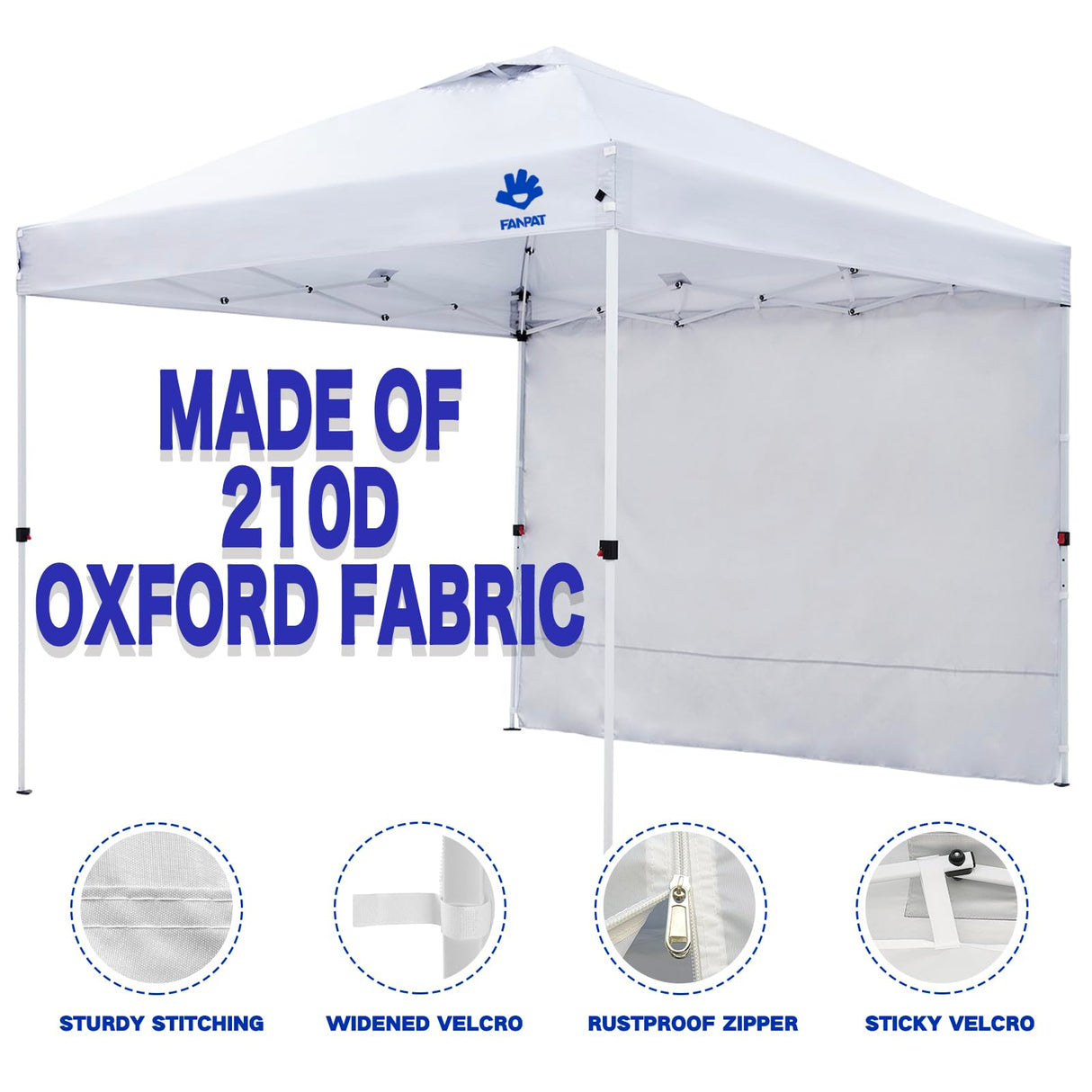 Fanpat Instant Canopy Tent Sidewalls for 10x10 Pop Up Canopy Waterproof,99% UV Protection，3 Piece Sidewalls, White(3PCS Sidewall Only, Canopy Tent NOT Included) FANPAT