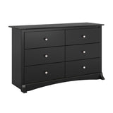 Prepac Sonoma Traditional 6-Drawer Dresser for Bedroom, Functional Dresser Chest of Drawers 17.5" D x 48" W x 29" H, Black, BDC-4829 Prepac