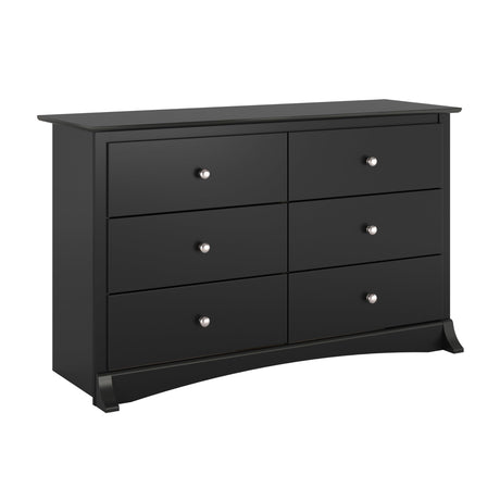 Prepac Sonoma Traditional 6-Drawer Dresser for Bedroom, Functional Dresser Chest of Drawers 17.5" D x 48" W x 29" H, Black, BDC-4829 Prepac