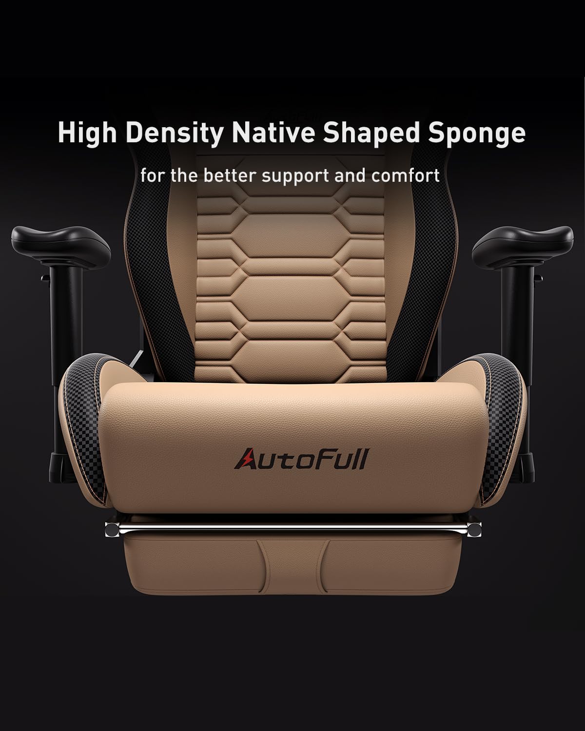 AutoFull Gaming Chair, Racing Style Gaming Chair with Ergonomic Lumbar Support,Adjustable High Back PU Leather PC Chair with Footrest,Brown AutoFull