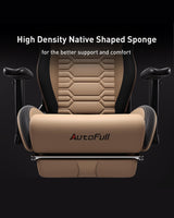 AutoFull Gaming Chair, Racing Style Gaming Chair with Ergonomic Lumbar Support,Adjustable High Back PU Leather PC Chair with Footrest,Brown AutoFull