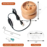 EHERDM Electric Bead Spinner Wood Beaded Bowl with 3 Trays and 2 Beading Needles Automatic Speed and Direction Adjustment Quick Beading Tools for Jewelry Making Kit EHERDM
