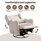 Harkawon Wingback Glider Rocking Recliner, Swivel Rocker Recliner Chair, Nursery Rocking Chair, Fabric Chair with Lumber Support, High Back, Deep Seat, for Living Room, Bedroom, Beige Harkawon