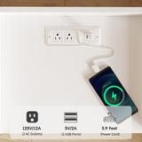 Vabches Nightstand Set of 2 with Built-in Charging Station, White Mid Century Modern Nightstand for Bedroom, Stylish End Tables for Lamps, Books Vabches