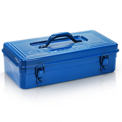 Acshio Portable Steel Tool Box, 16 Inch Metal Tool Organizer Box with Double Latch Closure and Handle, Heavy Duty Storage Toolbox Tool Chest for Workshop, Garage, Warehouse, Household, Blue