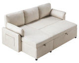 VanAcc Sleeper Sofa, Sofa Bed- 2 in 1 Pull Out Couch Bed with Storage Chaise, Sofa Sleeper Couch for Living Room, Off-White Leathaire Sofa VanAcc
