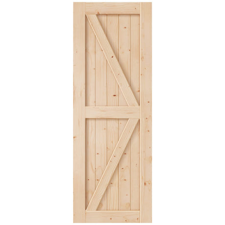 EaseLife 32in x 84in Sliding Barn Wood Door,Interior Doors,DIY Assemblely,Solid Natural Spruce Panelled Slab,Easy Install,Apply to Rooms & Storage Closet,K-Frame EaseLife
