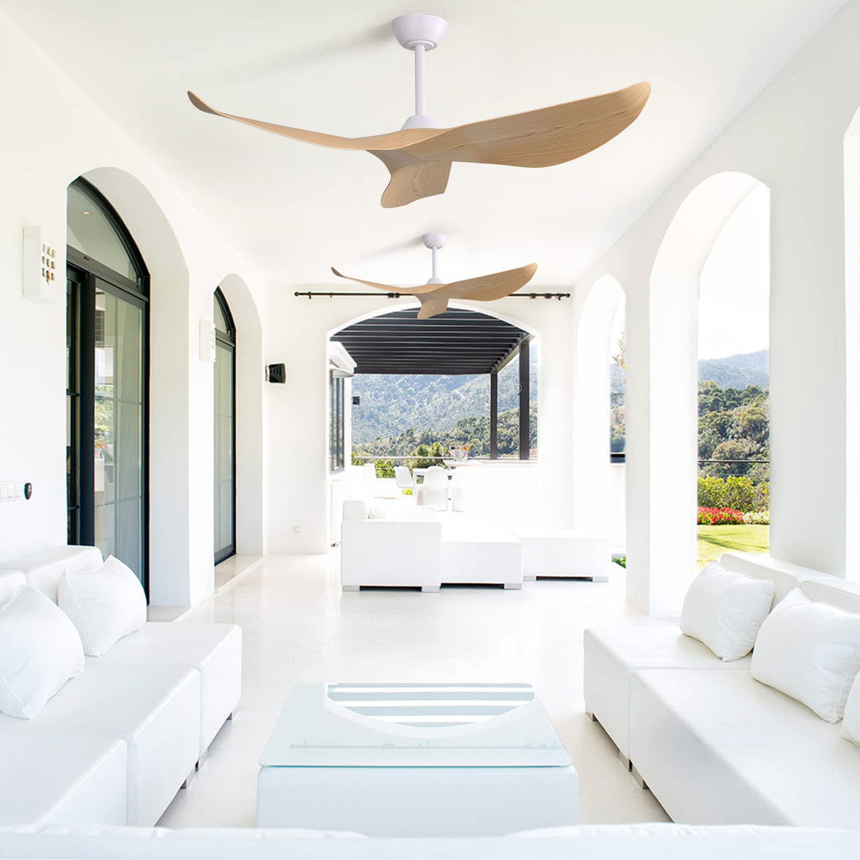 CACI Mall 52" Ceiling Fan No Light, Modern Ceiling Fan with Remote Control, 3 Blades Ceiling Fan with Noiseless Reversible Dc Motor for Living room, Bedroom CACI Mall