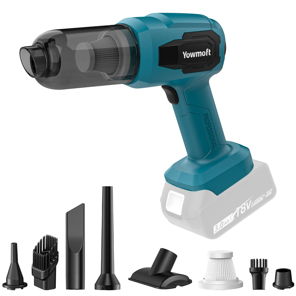 3 in 1 Handheld Car Vacuum Compatible with Makita 18V Battery with 21000pa Strong Suction, Handheld Vacuum Cordless & Blower with 200W Brushless Motor, Mini Vacuum Cleaner for Car, Home (No Battery) YOWMOFT