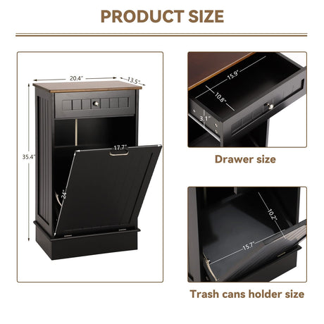 LOUVIXA Tilt Out Trash Bin Cabinet Dog Proof Trash Can Holder Kitchen Island Without Garbage Bin or Tilt Out Laundry Hamper, Black LOUVIXA