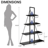 IDEALHOUSE Bookshelf, 4 Tier-Shelf Ladder Book case, A-Shaped Sturdy Shelves Display, Wooden Bookcase Storage Organizer for Living Room, Home Office, Bedroom IDEALHOUSE