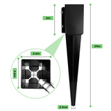 XYADX Fence Post Anchor Ground Spike Heavy Duty Black Powder Coated Fence Stakes Post Base for Mailbox, 24 x 4 x 4 Inches Outer Diameter (Inner Diameter 3.6 x3.6 Inches), Pack of 4 XYADX