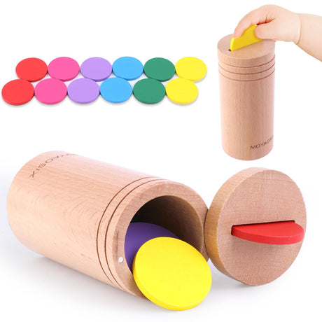 Montessori Toys for 1-3 Year Old: Wooden Learning Color Sorting Toys for Toddlers Age 1 2 3, Developmental Fine Motor Sensory Toys, 12-18 Months Busy Board Matching Games Baby Boys Girls Gifts MOYAOSIX