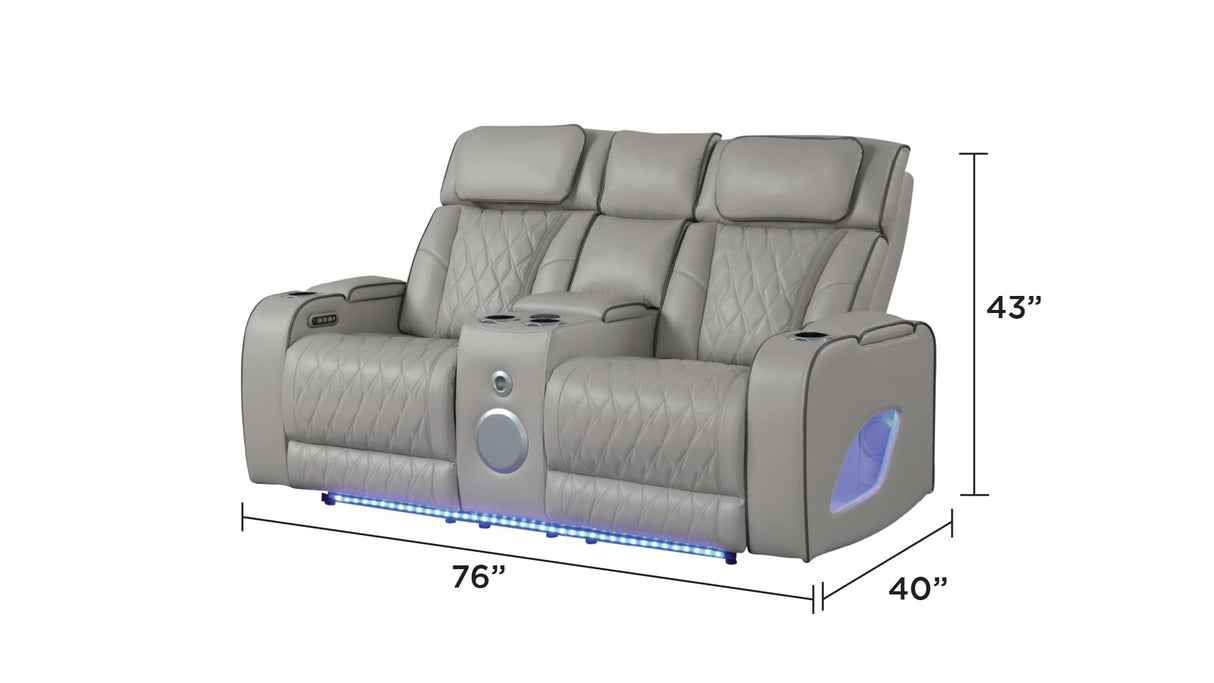 DancingSwan 3PC Recliner Sofa Set with Massage: Modern Faux Leather Living Room Furniture with LED Lighting & Bluetooth Speakers - Family Home Entertainment Seating for Adults & Guests DancingSwan