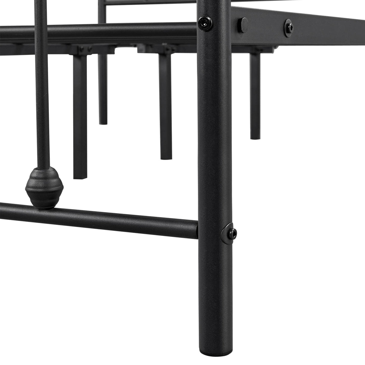 Topeakmart Twin Size Victorian Style Metal Bed Frame with Headboard/Mattress Foundation/No Box Spring Needed/Under Bed Storage/Strong Slat Support Black Topeakmart