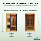 Peak Saunas Shasta 1-Person Full Spectrum Infrared Sauna with XL Medical-Grade Red Light Therapy & Smart WiFi App Control Generic