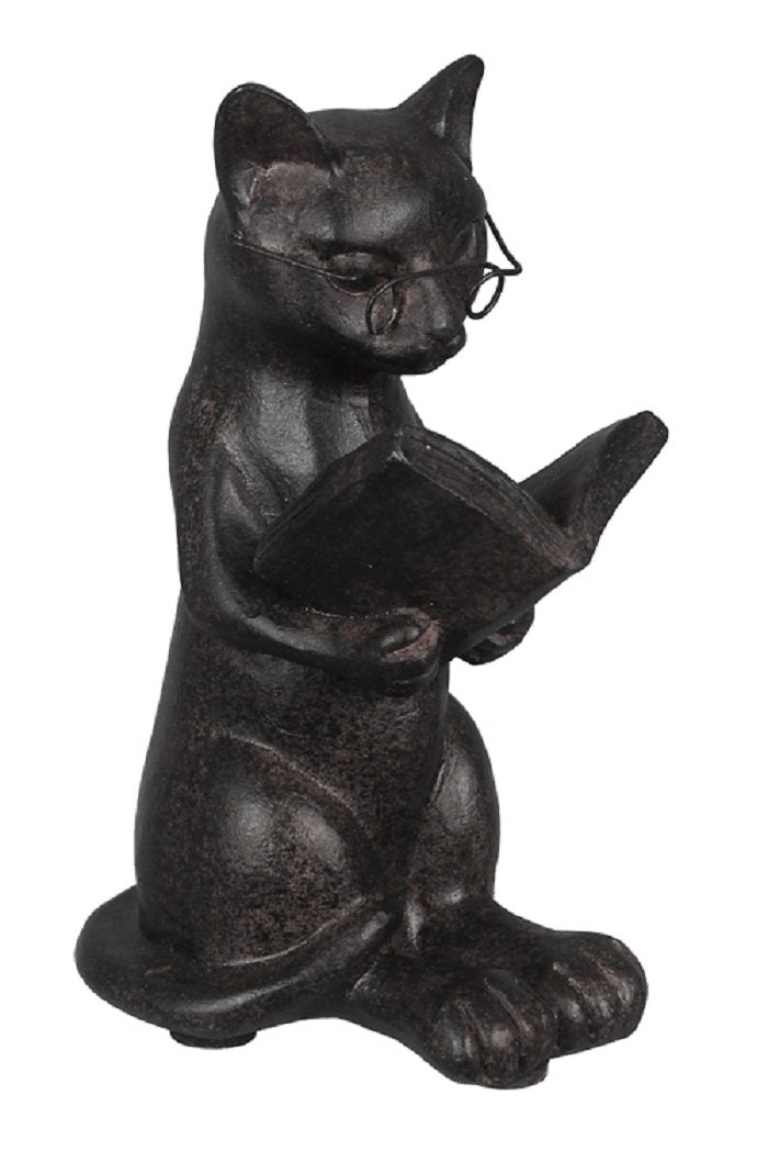Young's Inc. Cat Figurine - Cute Cat Statue - Whimsical Cat Decor for Cat Lovers - Cat Collectibles and Meditation Decor - Cat with Eye Glasses - 4'' L X 3'' W X 5'' H Young's Inc