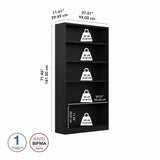 Bush Furniture Universal Tall 5 Shelf Bookcase in Black, Vertical Storage and Display Bookshelf for Home Office or Living Room Organization Bush Furniture