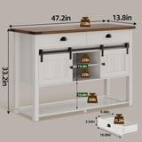 AntsandAnts Farmhouse Entryway Table with Sliding Barn Doors & 2 Drawers,Rustic Console Table for Living Room, Hallway, Foyer,Sofa Table with Adjustable Shelf & Open Storage, Industrial Design AntsandAnts