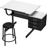 Lambgier Art Table Craft Drawing Desk - Adjustable Drafting Table Artist Desks Painting Work Station - White Lambgier