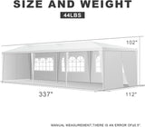 10'X30' Outdoor Gazebo, Canopy Tent Heavy Duty Wedding Party Tent with 8 Removable Sidewalls for Outdoor Wedding, BBQ, Camping, Backyard, Tents for Parties NChanmar