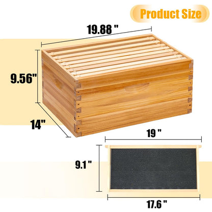 Honey Lake 8 Frame Complete Bee Hive Starter Kit for Beekeepers Dipped in 100% Beeswax Includes Deep Brood Box & Medium Super Bee Box with Beehive Frames and Waxed Foundation Sheet (2 Layer) - WoodArtSupply