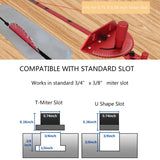 JCFANTS Precision Miter Gauge, Standard Slot 3/4'' x 3/8'', Aluminum Alloy Table Saw Miter Gauge with 27 Angle Stops Miter Fence& Miter Bar Works w/Table Saws, Band Saw and Router Table (Red) JCFANTS