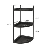 Fixwal Corner Bathroom Counter Organizer, 3 Tier Rustic Bathroom Organizer, Wood Countertop Storage Tray for Vanity, Kitchen, Bedroom (Black) Fixwal