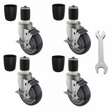 OK5STAR 4 inch Prep Table Casters Set of 4 for Commercial Kitchen Prep Tables, Expanding Stem Caster Wheels for Table Legs All with Brake Fit 1-1/2" and 1-5/8" Inner Diameter Leg Tube Adapter Caster OK5STAR