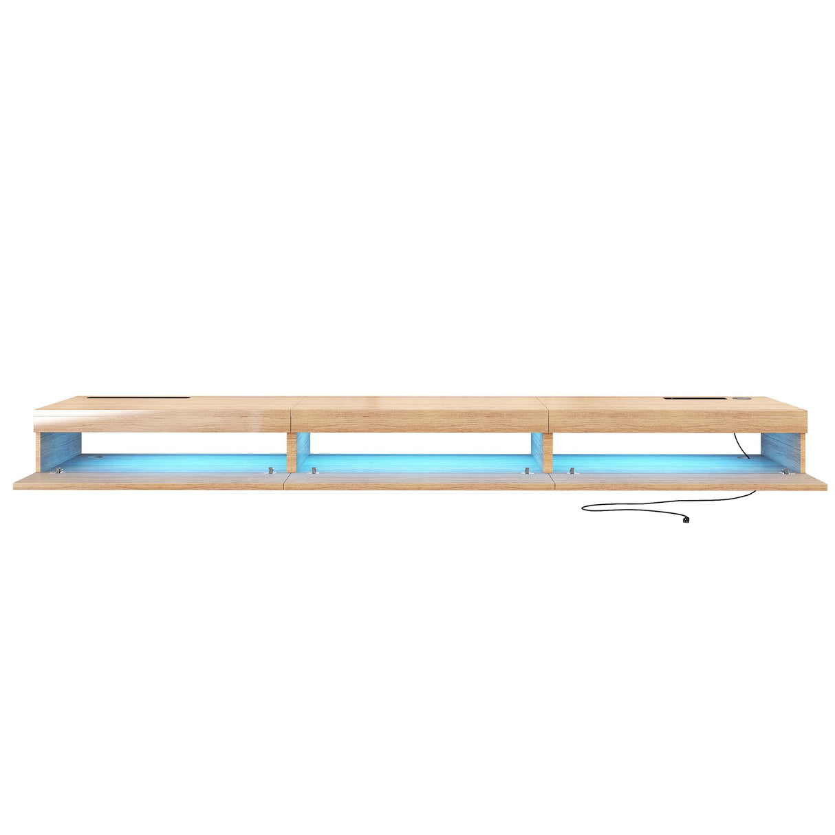 ANTISTA Floating TV Stand | 94.5'' Long Wall Mounted TV Shelf with Power Outlet, Modern Wooden Entertainment Center Media Console with Storage, High Gloss Large TV Cabinet, Up to 100 Inch TVS ANTISTA