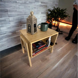 Bamboo Stackable End Table Nightstand - Living Room Small Side Table – Modern Wood Bedside Tables for Bedroom with Open Storage Record-Happy