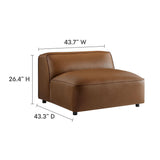 Modway Auren Vegan Leather 5 Piece Armless Modular Sofa in Coffee - Faux Leather L Shaped Sectional - Comfy Modern PU Leather Sofa - Oversized Mid Century Modern Couch for Living Room Modway