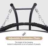 Double Hanging Egg Chair with Stand for Outdoor, Oversized 2 Person Wicker Rattan Swing Chair w/Convertible Armrest for Reclining Seat, All-Weather Cushion and Heavy Duty Frame, 700Lbs Cap. (Grey) DAIJIA CHINA