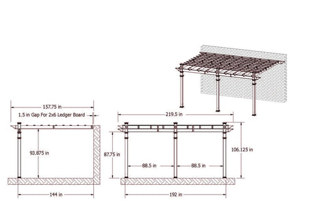 vita Valencia 12' x 16' Attached Vinyl Pergola Vita